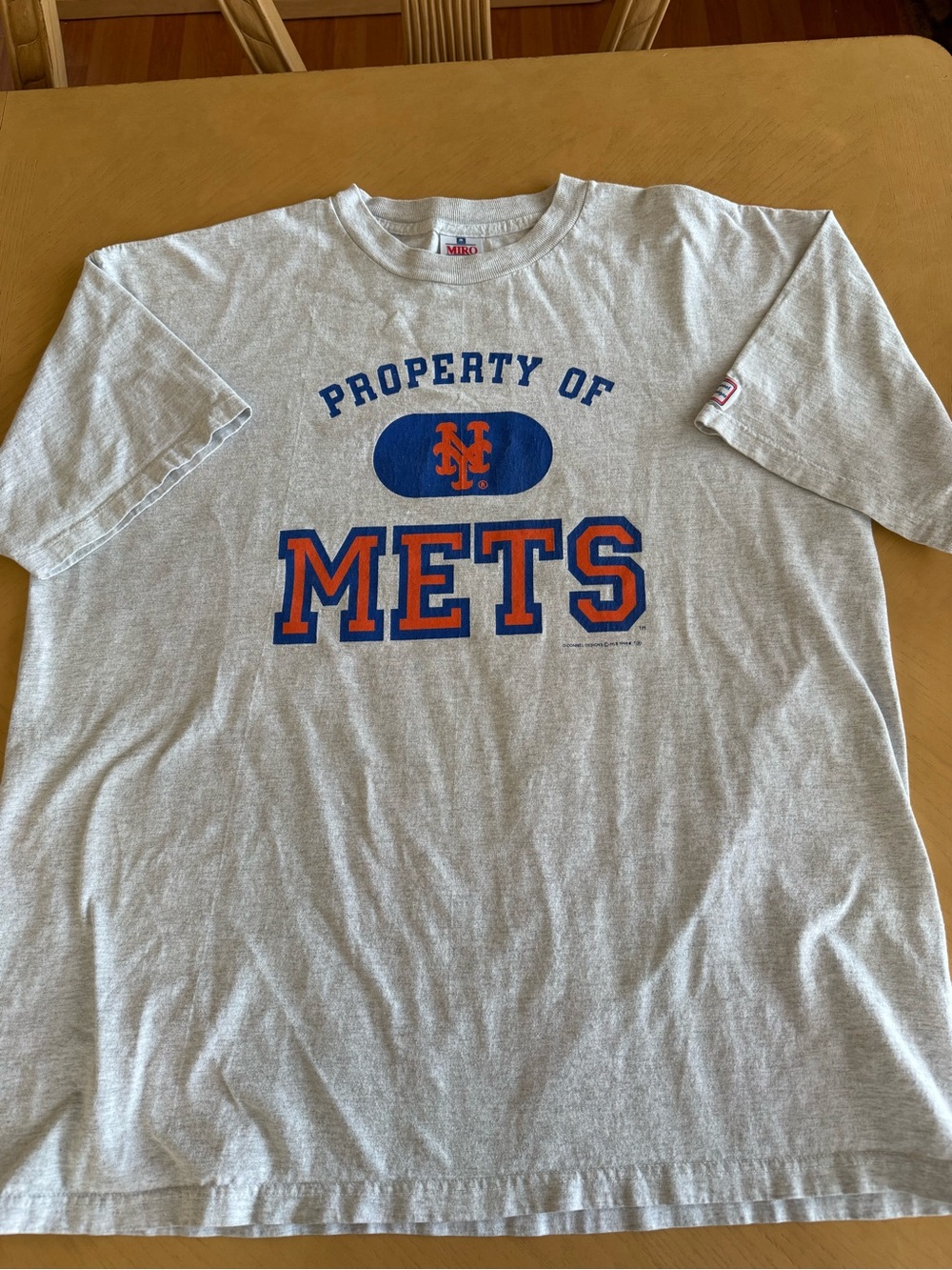 Vintage 90s Property of New York Mets T-Shirt Miro Classics XXL Gray